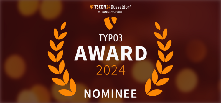 Badge zur Nominierung des TYPO3 Award 2024